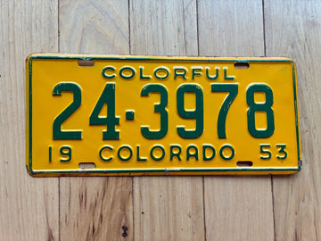 1953 Colorado License Plate