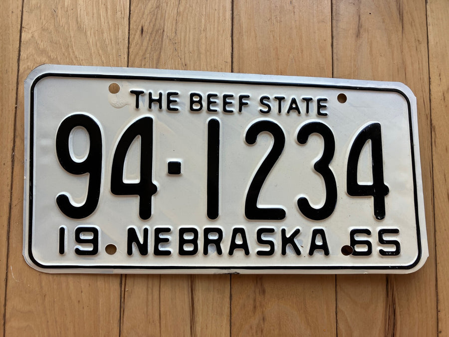 1965 Nebraska Sample License Plate