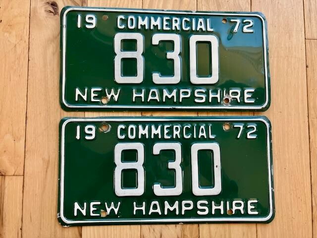 Pair of 1972 New Hampshire License Plates