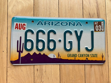 2003 Arizona Embossed License Plate - 666 - GYJ