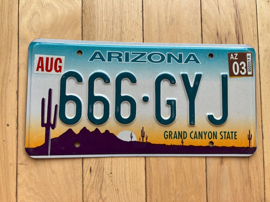2003 Arizona Embossed License Plate - 666 - GYJ