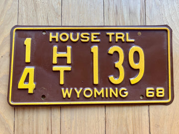 1968 Wyoming House Trailer License Plate
