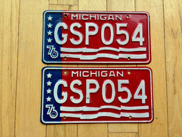 1976 Pair of Michigan License Plates