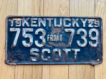 1929 Kentucky Scott County Front License Plate