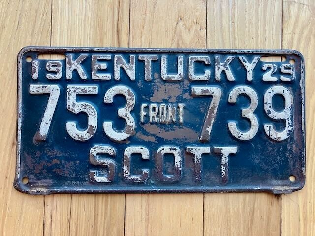 1929 Kentucky Scott County Front License Plate