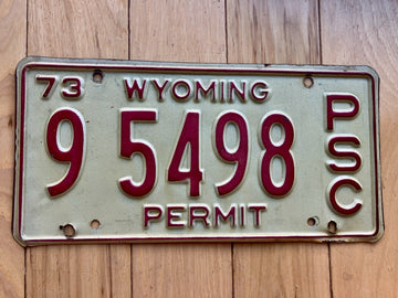 1973 Wyoming Permit PSC License Plate