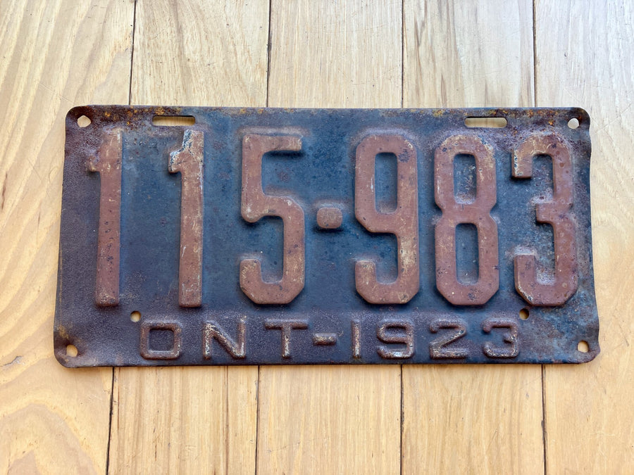 1923 Ontario License Plate