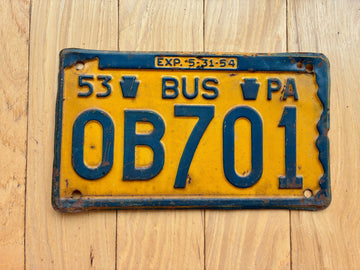1953 Pennsylvania Bus License Plate