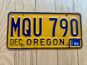 1983 Oregon License Plate