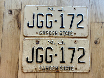 Pair of 1960s Base New Jersey License Plates