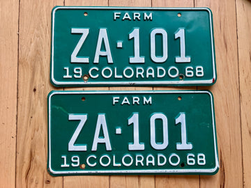 Pair of 1968 Colorado Farm License Plates