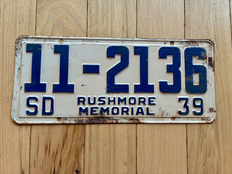 1939 South Dakota License Plate