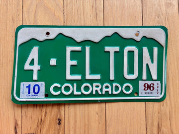 1996 Base Colorado Vanity License Plate - 4 ELTON