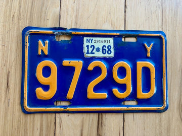 1968 New York Motorcycle License Plate