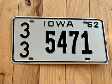 1962 Iowa License Plate