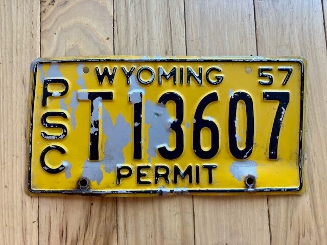 1957 Wyoming PSC Permit License Plate
