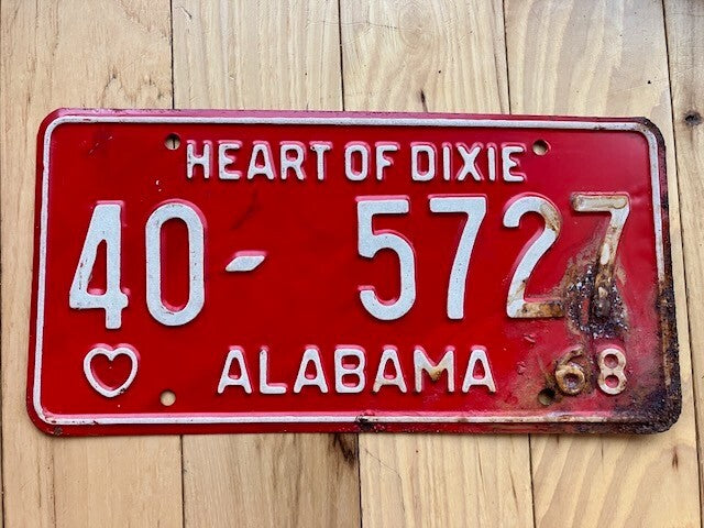 1968 Alabama Lamar County License Plate