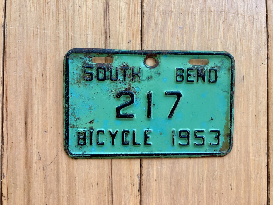 1953 South Bend Indiana Bicycle License Plate
