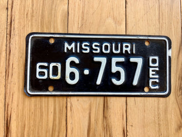 1960 Missouri Motorcycle License Plate