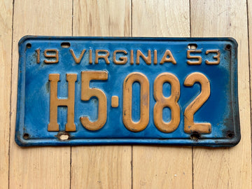 1953 Virginia Taxi License Plate