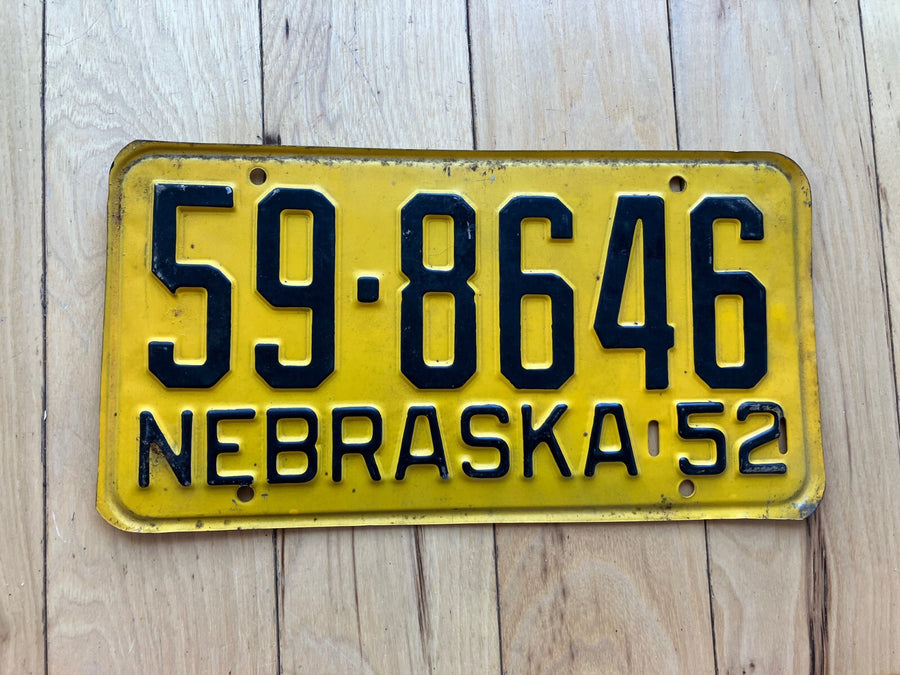 1952 Nebraska License Plate