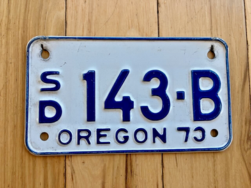 1973 Oregon Snow Mobile Dealer License Plate
