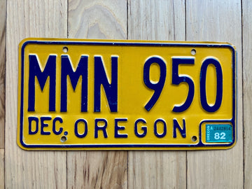 1982 Oregon License Plate