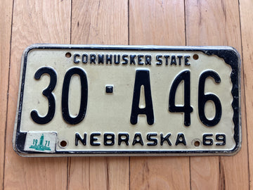 1969 Nebraska License Plate W/ 1971 Tab