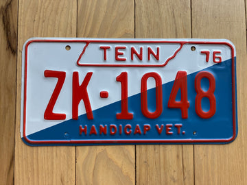 1976 Tennessee Handicap Veteran License Plate