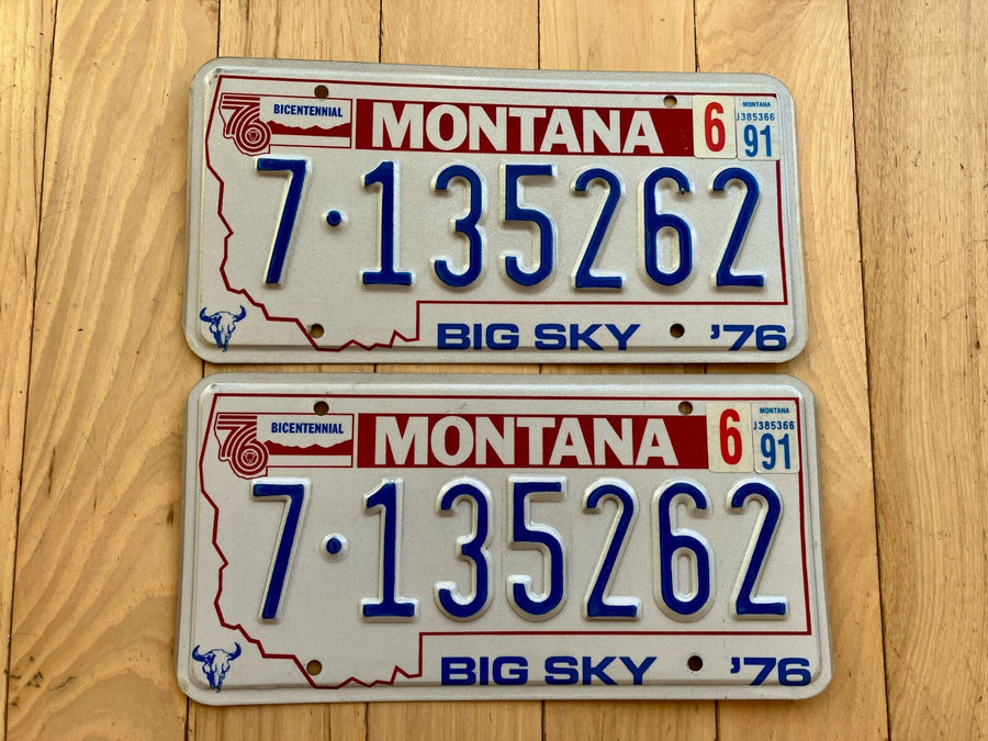 Pair of 1976 Montana License Plates W/ 1991 Tabs
