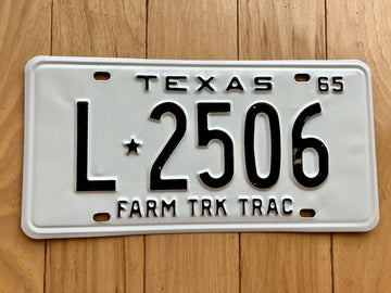1965 Texas Farm Truck Tractor License Plate - Rare Plate