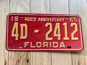 1965 Florida License Plate - Numbers YOM Clear