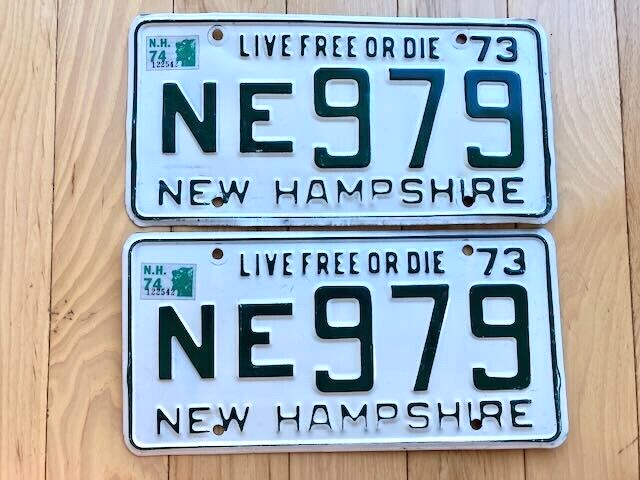 1973 New Hampshire License Plate Pair