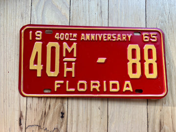 1965 Florida Motor Home License Plate - Numbers YOM Clear