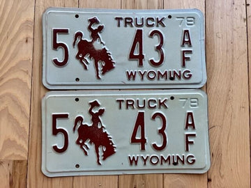 Pair of 1978 Wyoming Truck License Plates
