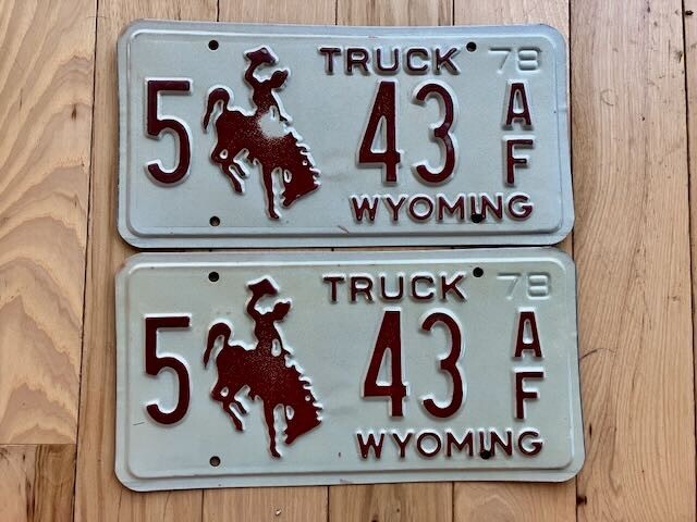 Pair of 1978 Wyoming Truck License Plates