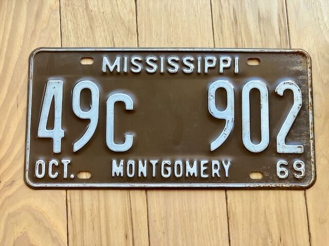 1969 Mississippi Montgomery County License Plate