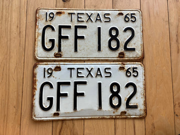 Pair of 1965 Texas License Plates - Check With DMV For YOM