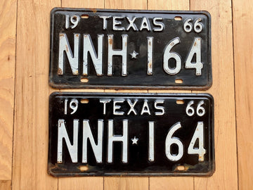 Pair of 1966 Texas License Plates - Check With DMV For YOM