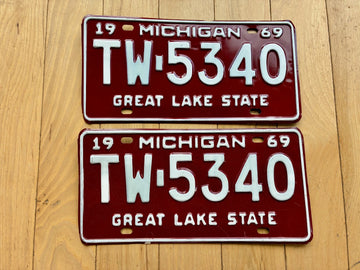 1969 Pair of Michigan License Plates