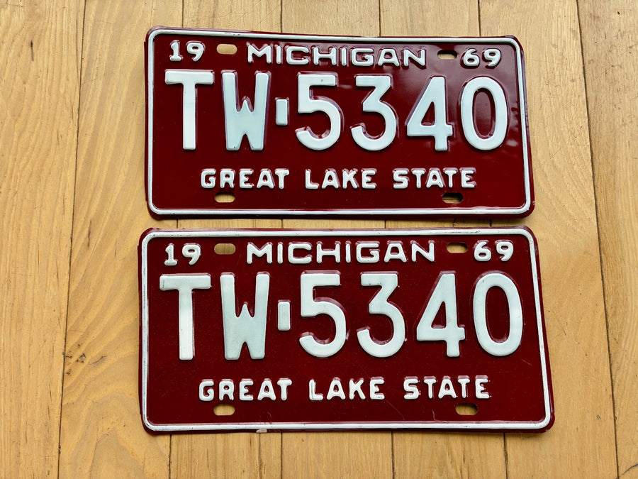 1969 Pair of Michigan License Plates