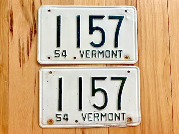 Pair of 1954 Vermont License Plates