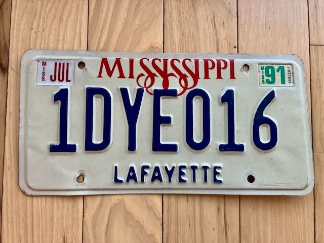 1991 Mississippi Lafayette County License Plate