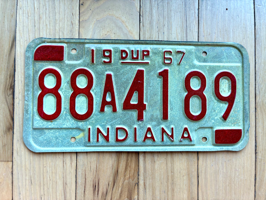 1967 Indiana Duplicate License Plate