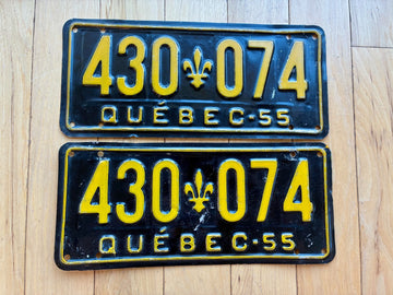 1955 Pair of Quebec License Plates