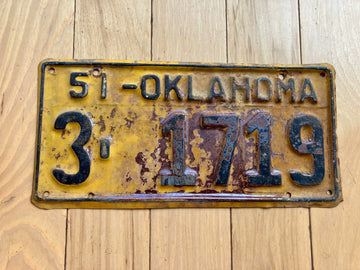 1951 Oklahoma License Plate