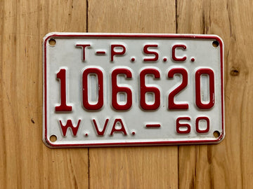 1960 West Virginia Trailer Public Service Commission License Plate