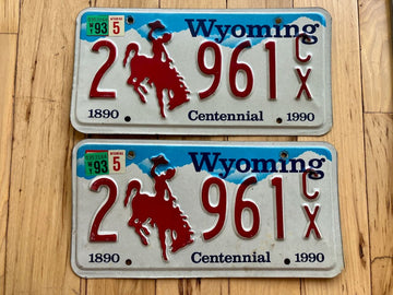 Pair Of 1993 Wyoming License Plate