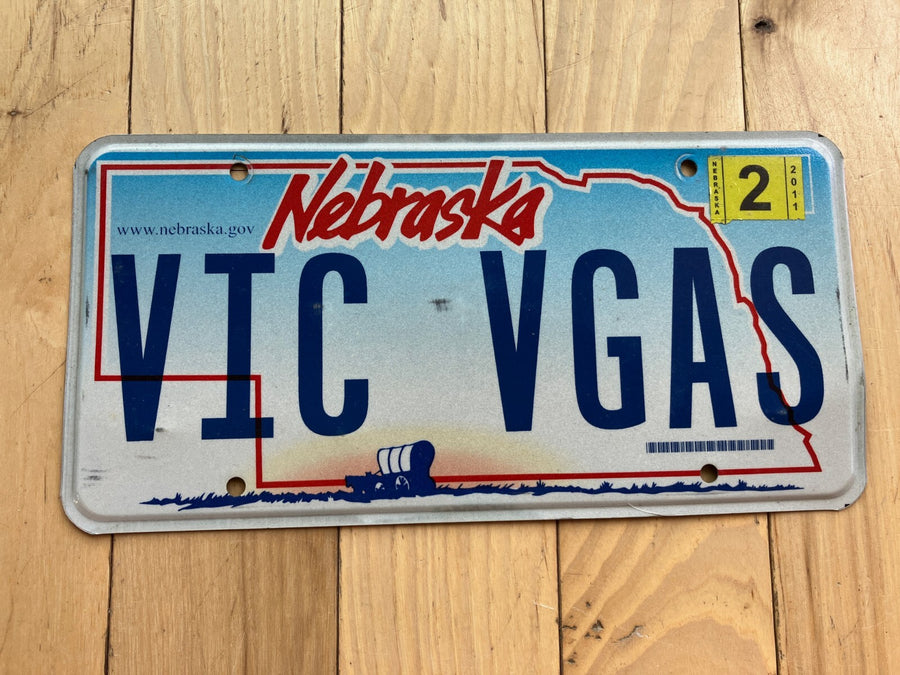 2011 Nebraska Vanity License Plate - VIC VGAS