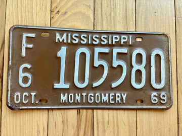 1969 Mississippi Montgomery License Plate
